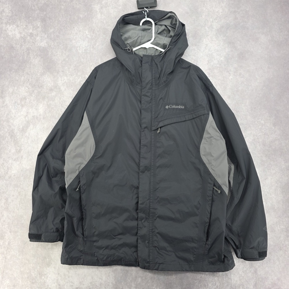 Columbia Omni-Tech Mens L Jacket Grey Eager Air Interchange 3-in-1 Hooded Rain